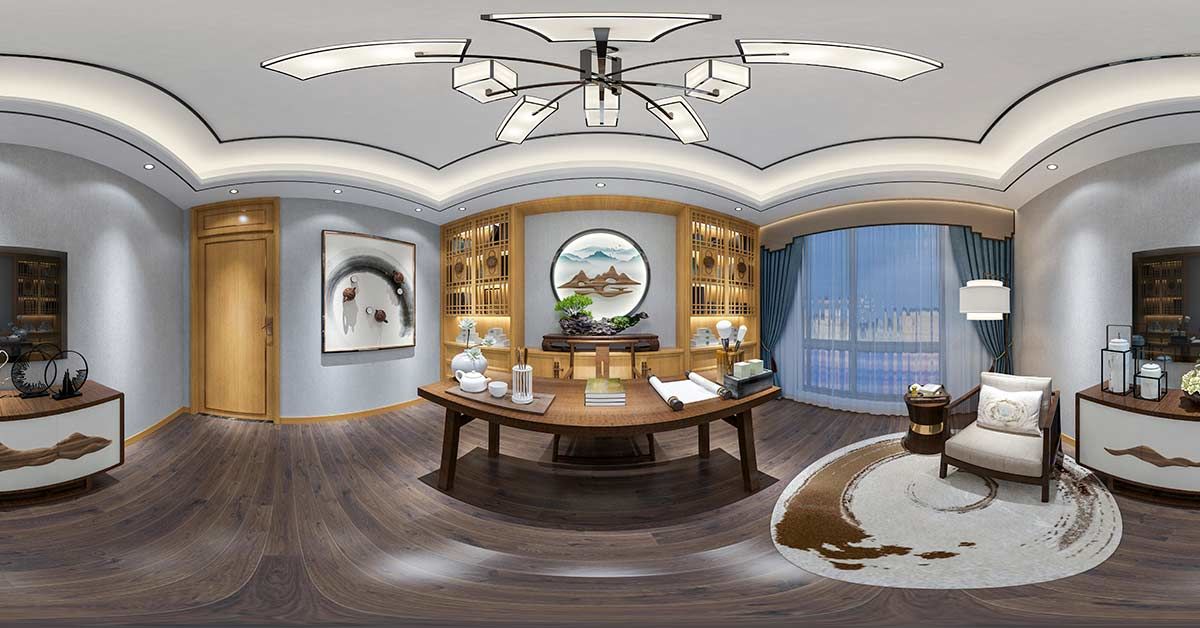 Luxuriöses Wohnzimmer in 360 Grad Ansicht - 360-Grad-Tour